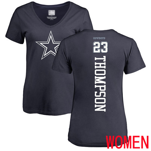 Women Dallas Cowboys Navy Blue Darian Thompson Backer #23 Nike NFL T Shirt->women nfl jersey->Women Jersey